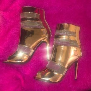 Open-Toe Mesh Bootie Heels